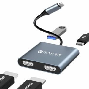 ADAPTADOR NACEB (NA-0148) USB-C, DUAL HDMI + USB 3.0 + PD100W