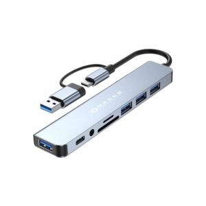 ADAPTADOR NACEB (NA-0149) USB-C/A, 8 EN 1, USB 3.0 + 3*USB 2.0 + USB-C + SD/TF + AUX