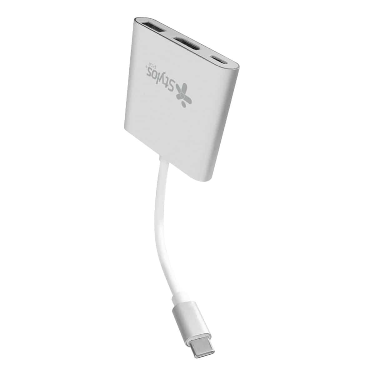 ADAPTADOR STYLOS (STCBHUB31S) HUB 3 EN 1, USB C A HDMI+USB 3.0+USB TIPO C, GRIS - Imagen 3