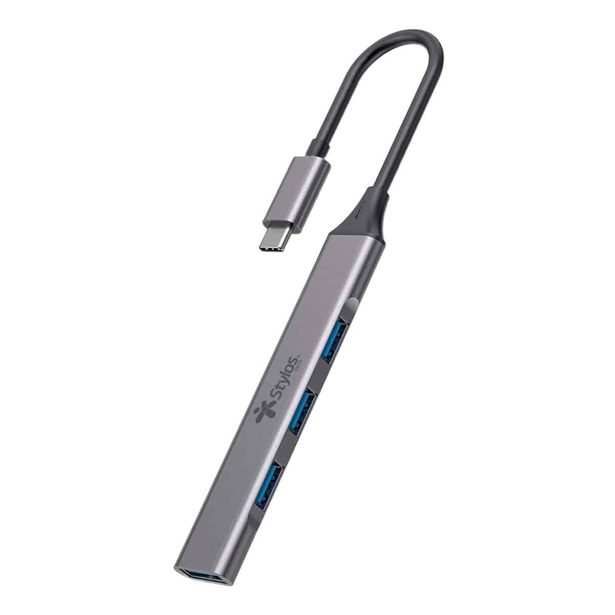 ADAPTADOR STYLOS (STCBHUB42G) HUB 4 EN 1, USB C A 3*USB 2.0+1*USB 3.0, GRIS - Imagen 2