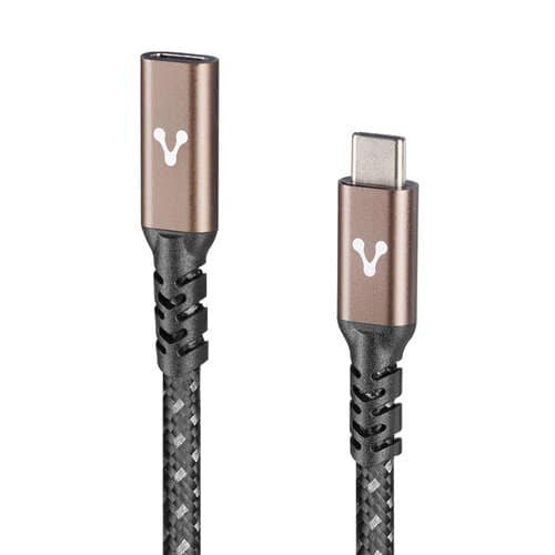 CABLE EXTENSIÓN VORAGO TIPO C HEMBRA-TIPO C MACHO 1 M 100 W NEGRO (CAB-127)