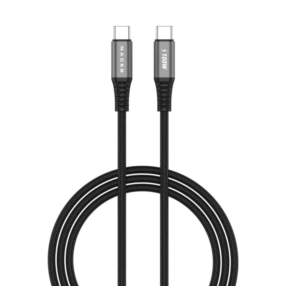 CABLE NACEB (NA-0141) USB TIPO-C A TIPO-C, 100W, 1 METRO