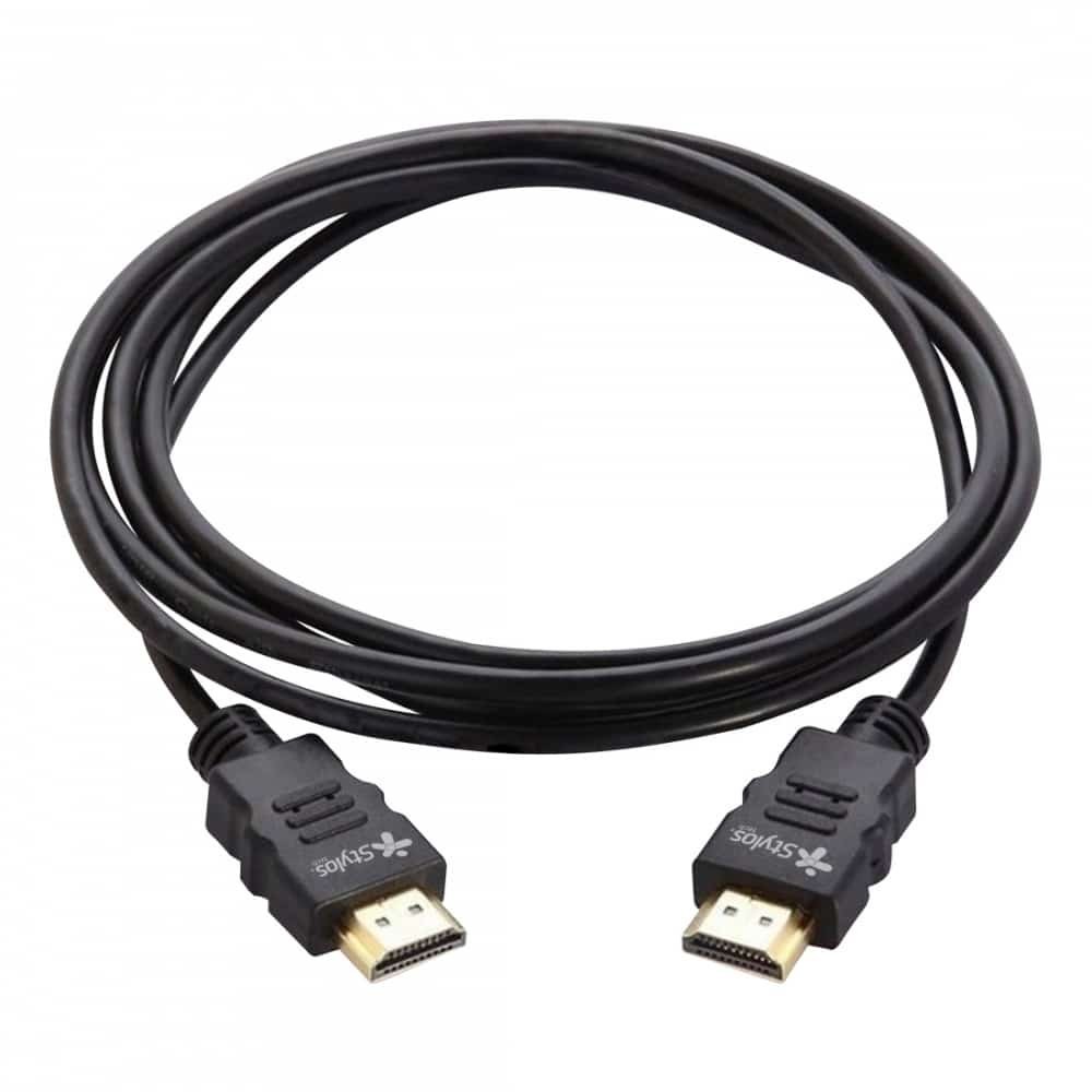 CABLE STYLOS (STACHD3B) HDMI MACHO - HDMI MACHO, 2 METROS, NEGRO, EN BOLSA