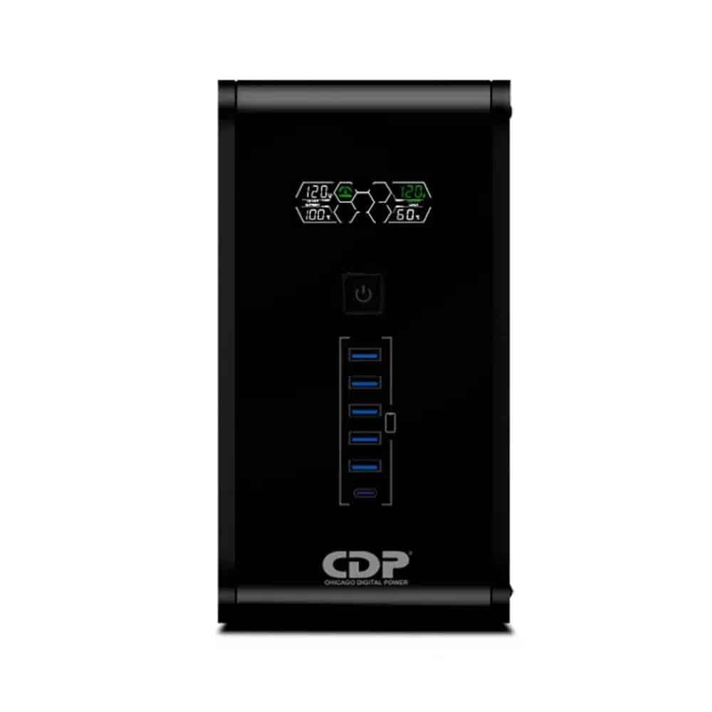 CDP R-Smart1510 - UPS de 1500VA / 900W con pantalla LCD, 10 terminales de salida: 5 con respaldo y AVR, y 5 con supresión de picos.