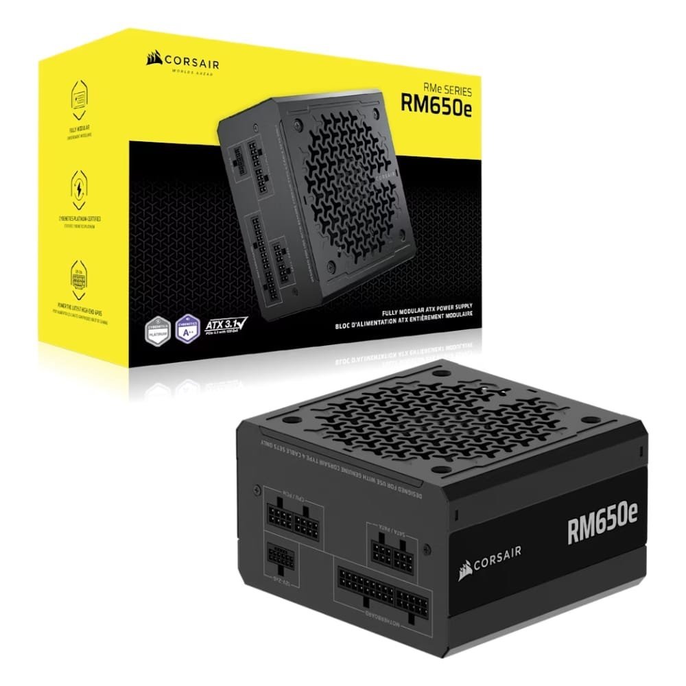 FUENTE DE PODER CORSAIR (CP-9020302-NA) RM650E, 650W, FULL MODULAR, GOLD, NEGRA