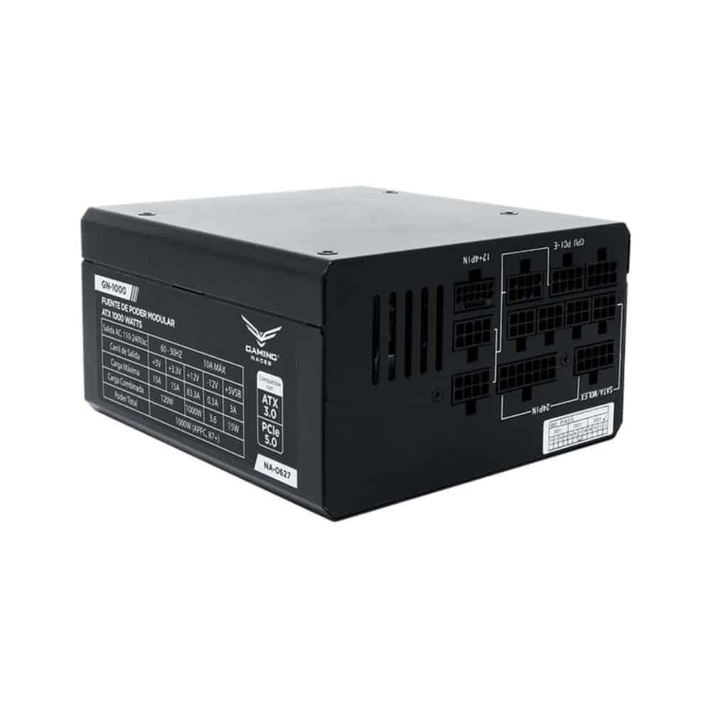 FUENTE DE PODER NACEB (NA-0627) 1000W,80+,GOLD,3*SATA,1*MOLEX,1*PCIE 5.0,MODULAR,140MM FAN