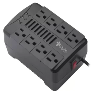 REGULADOR DE VOLTAJE STYLOS (STRE480B) RE480, 1000VA/480W, 8 CONTACTOS, NEGRO