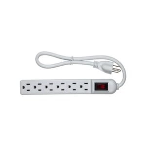 ARGOS 9700250 - Barra multicontactos con supresor de picos / 6 tomas aterrizadas / Uso interior / Color blanco / 110-125V AC / 1875W /