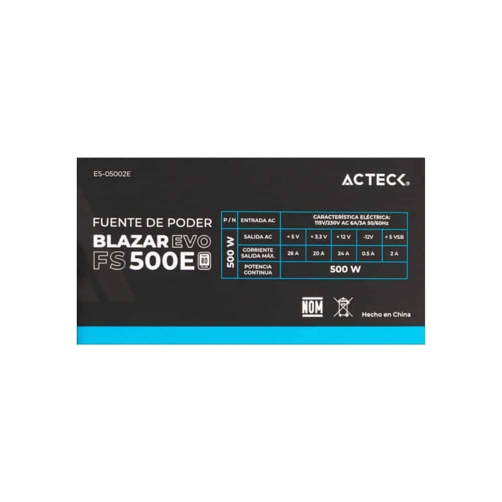 FUENTE DE PODER ACTECK BLAZAR EVO FS500E / ATX / SFX / 500 W /SLIM / NO MODULAR / VENTILADOR 80 MM / NEGRO / ES-05002E - Imagen 4