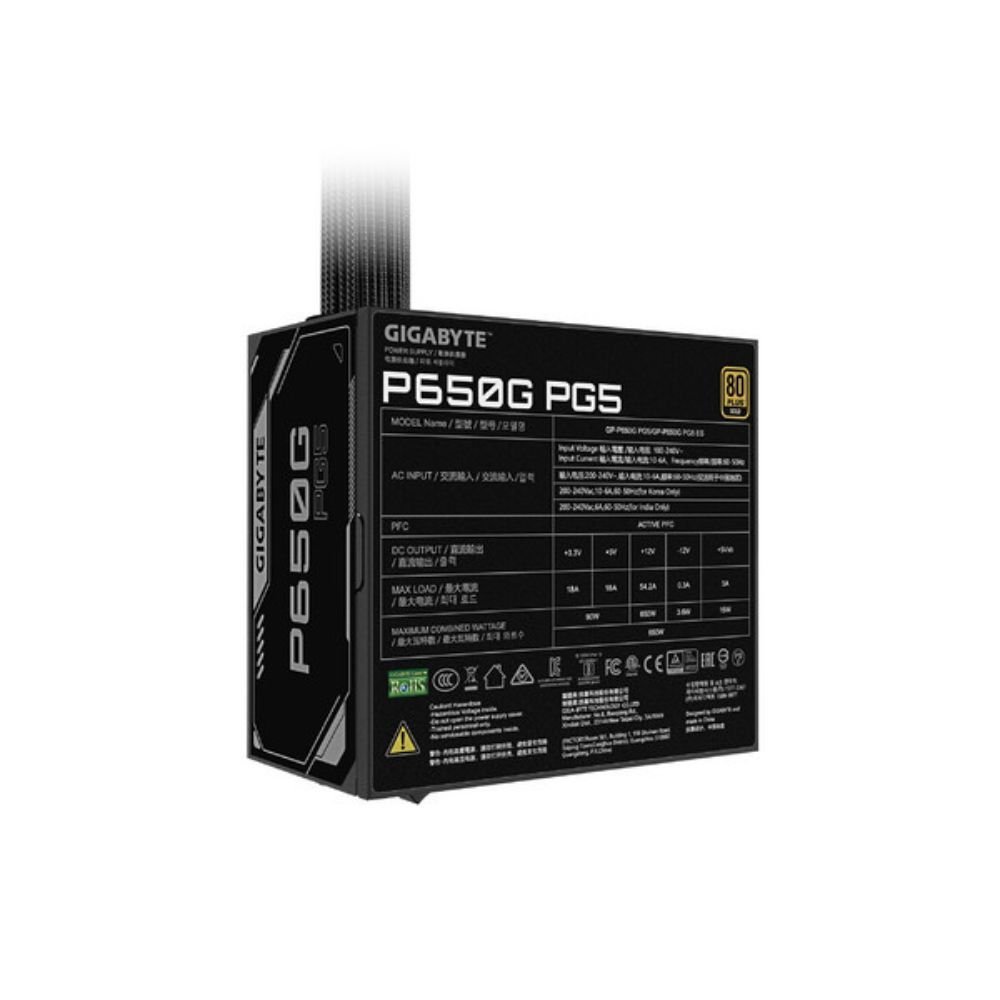 FUENTE DE PODER GIGABYTE (GP-P650G PG5) 650W PCI-E GEN5 16PINS 80 PLUS GOLD NEGRO - Imagen 5