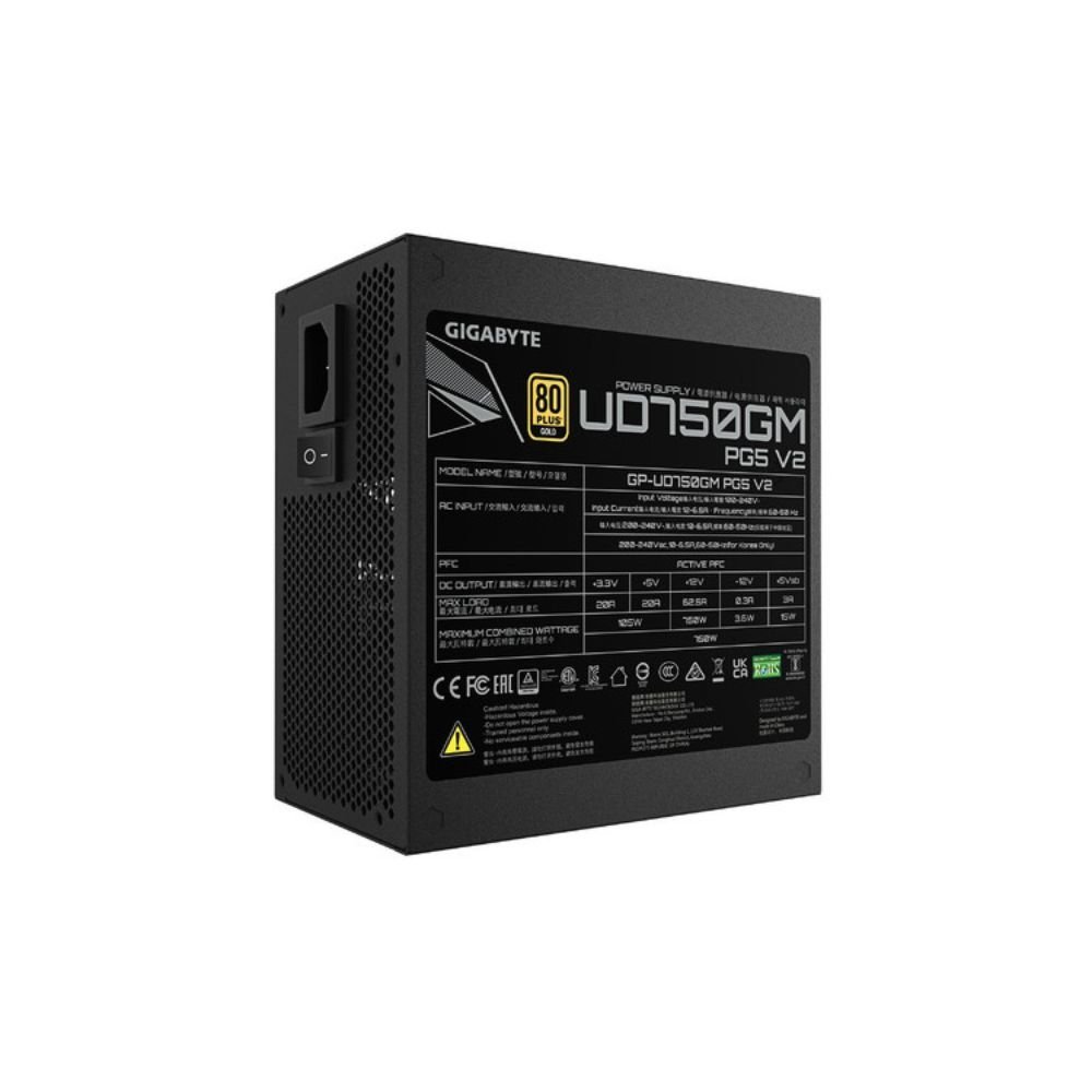 FUENTE DE PODER GIGABYTE (GP-UD750GM PG5 V2) 750W MODULAR PCI-E GEN5 16PINS 80 PLUS GOLD NEGRO - Imagen 3