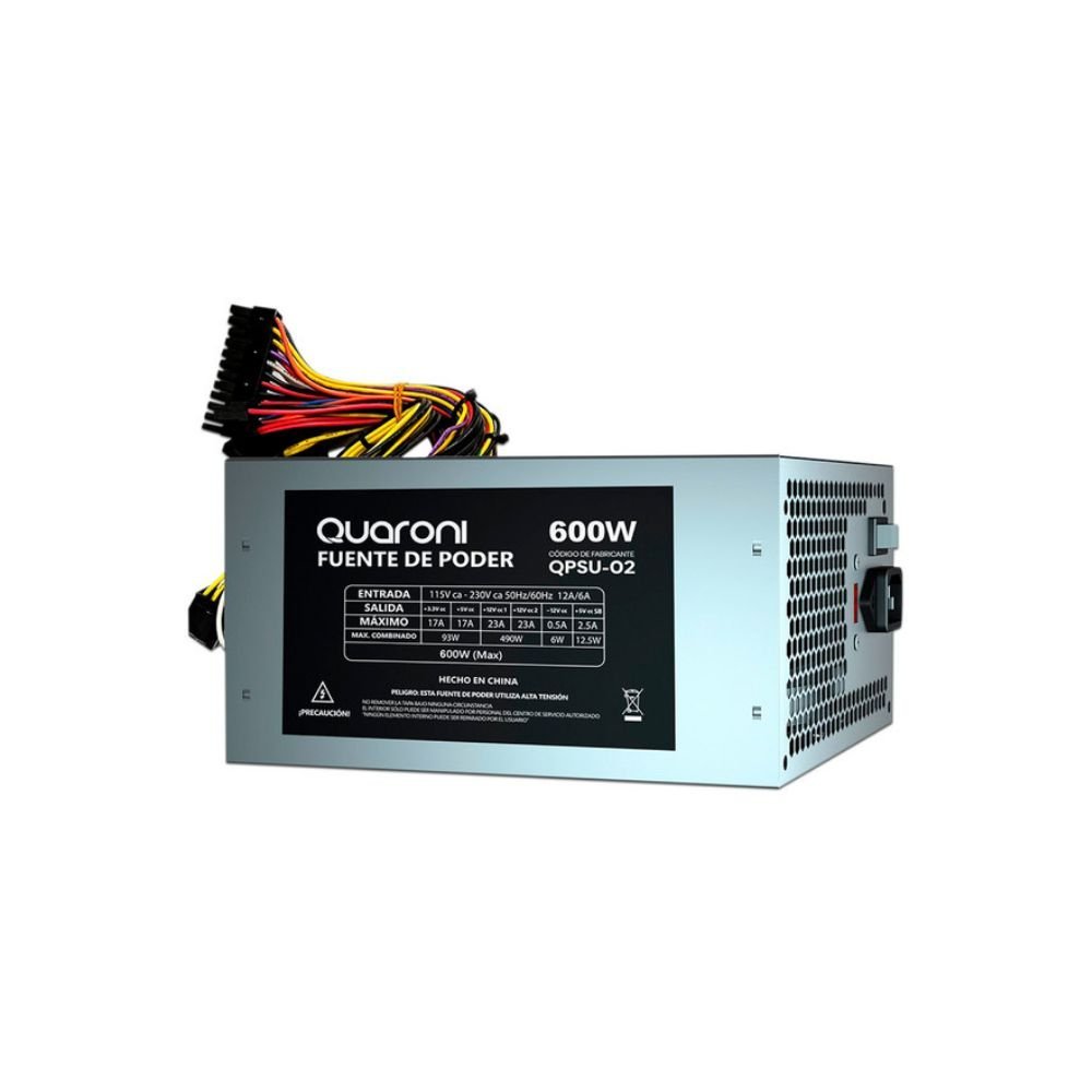 FUENTE DE PODER QUARONI 600W METALICO 24 PIN - Imagen 2