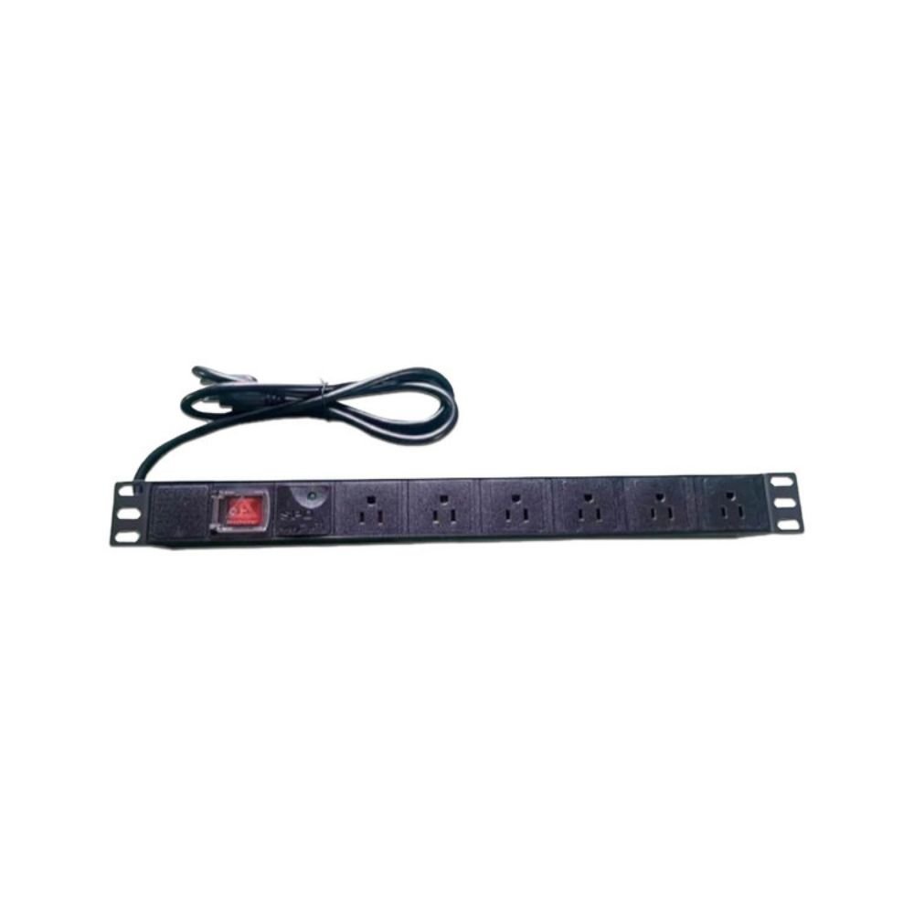 SAXXON PDU06-15A - Barra PDU con 6 Contactos Individuales , 15 Amp , 120V , 1UR , Protección contra rayos , Aleación de Aluminio