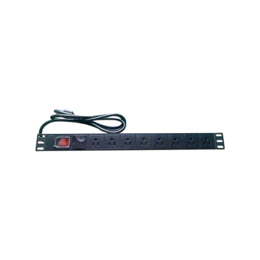SAXXON PDU08-10A - Barra PDU con 8 Contactos Individuales , 10 Amp , 120V , 1UR , Protección contra rayos , Aleación de Aluminio