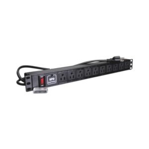 SBE TECH SBE-TC010SPV - PDU horizontal con 10 contactos polarizados, supresor de picos y diseño para montaje en rack de 19" y 1U