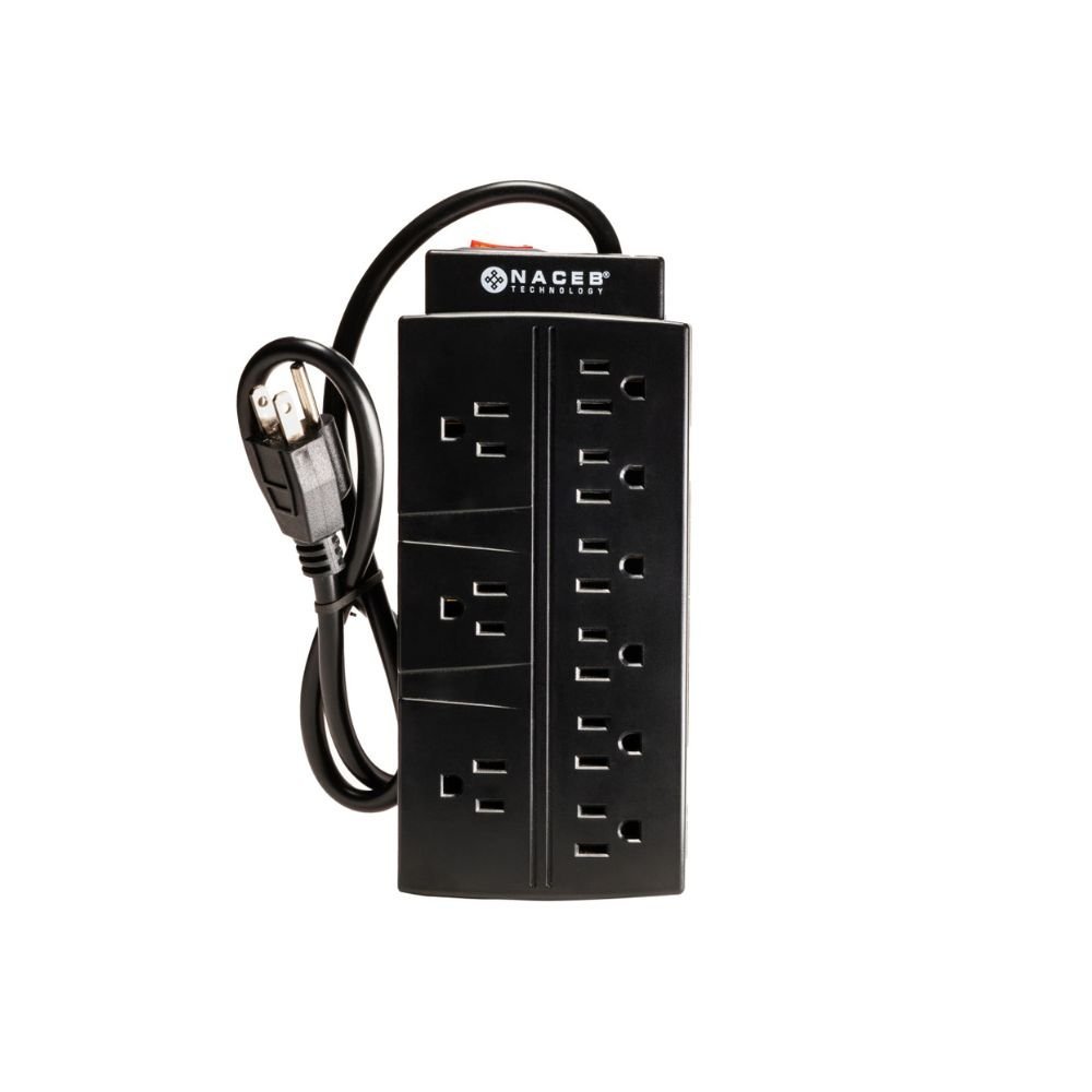 SUPRESOR DE PICOS NACEB (NA-0707) BARRA, 9 CONTACTOS, MAX, 1875 WATTS, CON SWITCH DE REINICIO