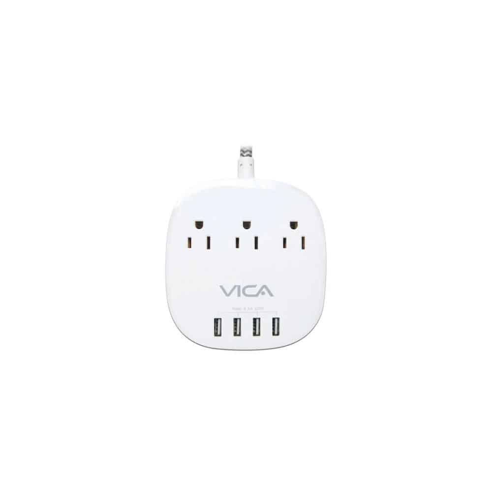 SUPRESOR DE PICOS VICA PARA ESCRITORIO 3 SALIDAS Y 4 PUERTOS USB